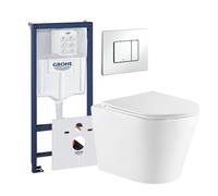 QeramiQ Dely Pack WC - réservoir encastré Grohe - plaque de déclenchement blanche - abattant WC softclose 35 mm - blanc brillant 0720003/0729205/sw543431/