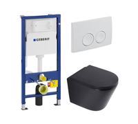 QeramiQ Dely Pack WC - réservoir WC attenant Geberit UP100 - plan de couverture blanc - abattant WC softclose 35 mm - noir mat SW1026253/SW1000769/SW730486/SW1237473