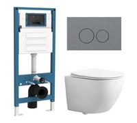QeramiQ Dely Swirl Compact Ensemble WC - réservoir encastré QeramiQ flush - abattant slim - plaque de commande en plastique gris clair - boutons ronds - blanc brillant SW1471012/SW1247814/SW1448813/SW