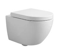 QeramiQ Dely Swirl Compact Ensemble WC suspendu - chasse profonde - rimless - abattant 25 mm - blanc brillant SW1471012/ SW1471015