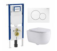 QeramiQ Dely Swirl Ensemble WC - 36.5x53cm - réservoir encastré Geberit UP720 Duofix Sigma - abattant slim - plaque de commande Sigma blanche - boutons ronds - blanc brillant SW1237202/0700518/SW10007