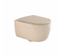 QeramiQ Dely Swirl WC suspendu - 36.5x53cm - à fond creux - sans bride - avec abattant slim - beige SW1026258/SW1000770