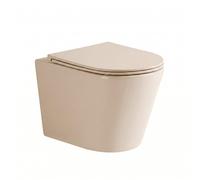 QeramiQ Dely WC suspendu - 36.3x51.7cm - à fond creux - sans bride - avec abattant slim - beige SW1000764/SW1000770