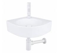 QeramiQ Fuente ensemble de lave-mains - 30x30x10cm - 1 trou de robinet - angle - céramique - robinet de lave-mains blanc mat - blanc brillant SW696206 / SW696216 / SW1210972 / SW679885