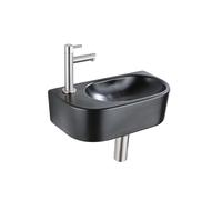 QeramiQ Fuente pack lave-mains - demi-rond - 40 x 21,5 x 12 cm - perçage à gauche - robinet inox brossé SW1209556/SW696207/SW696217/SW696237