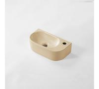 QeramiQ Pure Lavabo pour WC - 40x22x12cm - Droit - Lisse - semi-circulaire - 1 trou de robinet - Céramique - Beige mat 8716RB