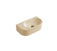 QeramiQ Pure Lavabo pour WC - 40x22x12cm - Lisse - semi-circulaire - sans trou de robinet - Céramique - Beige mat 8716LB(NF)