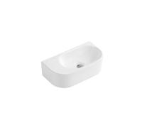 QeramiQ Pure Lavabo pour WC - 40x22x12cm - Lisse - semi-circulaire - sans trou de robinet - Céramique - Blanc brillant 8716 LGW(NF)