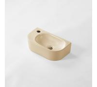 QeramiQ Pure Lave-mains - 40x22x12cm - Gauche - Lisse - semi-circulaire - 1 trou de robinet - Céramique - Beige mat 8716LB