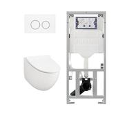 Qeramiq Salina 2.0 Ensemble WC - Geberit UP320 Burda réservoir encastré - abattant WC à fermeture douce - plaque de commande blanche brillante - boutons ronds - blanc brillant SW1247815/SW1381697/SW70