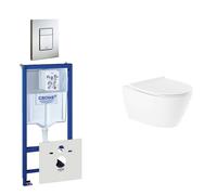 QeramiQ Salina Pack WC - réservoir encastré - sans bride - WC suspendu - fermeture douce - plaque de déclenchement verticale/horizontale inox 0729205/0720026/sw96855/sw96857/