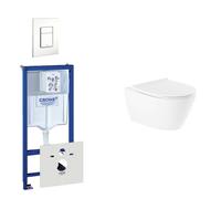 QeramiQ Salina Pack WC - réservoir encastré - sans bride - WC suspendu - fermeture douce - plaque de déclenchement verticale/horizontale blanche 0720003/0729205/sw96855/sw96857/