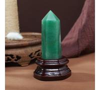 QEUOPGFD Ornements en Cristal Magique en Cristal, améthyste, Quartz Rose, Ornements de Colonne hexagonale avec Base en Bois Beau Cristal(Aventurine)