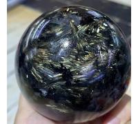 QEUOPGFD Ornements en Cristal Pierre de feu d'artifice en Or, Boule de méditation en Cristal, Reiki, Salle de guérison, décoration de Bureau, Cadeau Beau Cristal(400-450g)