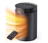 QEXREED Chauffage d'appoint, Mode Éco, 1500W PTC, 4 Modes Chauffants, Mode Brise, Thermostat, Minuterie 24H, Télécommande, Protection Anti-Surchauffe & Chute, Portable & Silencieux pour Maison, Bureau