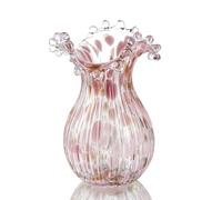 QFkris Vase en Verre soufflé à la Main, Vase à Fleurs d'art Moderne avec pétales Roses, 22,1 cm de Haut pour Salon, Salle à Manger, Table, Centre de Table, décoration de Bureau