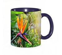 QFSDGY Tasse à Café | Tasse Céramique Fine | Cadeau Original | 330ml | Mug avec Anse | Cadeau Original pour Homme et Femme | Fleurs et oiseaux du paradis, les couleurs chatoyantes des fleurs du para