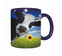 QFSDGY Tasse à Café | Tasse Céramique Fine | Cadeau Original | 330ml | Mug avec Anse | Cadeau Original pour Homme et Femme | Avec une fleur dans le museau. Magnifiques prairies fleuries de Suisse ce
