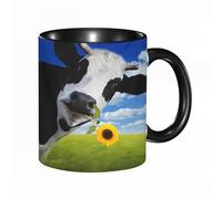 QFSDGY Tasse à Café | Tasse Céramique Fine | Cadeau Original | 330ml | Mug avec Anse | Cadeau Original pour Homme et Femme | Avec une fleur dans le museau. Magnifiques prairies fleuries de Suisse ce