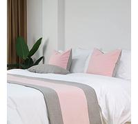 QFWMCW Hôtel Chemin de Li Écharpe Couvre-lit sans décoloration Patchwork de Couleur Unie Echarpes de lit pour décoration d'intérieur avec Coussins Assortis Simple Reine King Size
