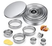 QGGTQG Lot de 12 mini emporte-pièces ronds cannelés en acier inoxydable avec boîte de rangement pour biscuits, gâteaux, pâtisseries, donuts, fondants (ondulé)