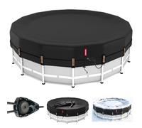 QH.Home Bâche Ronde d'hiver pour Piscine Hors Sol Bestway/Intex/Coleman de 3,6 m, [Excellent Coupe-Vent] avec cliquet breveté à Serrage Rapide et Anneaux de Charge, résistante au Froid et aux UV