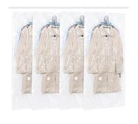 QH7 Lot de 4 sacs de Rangement sous Vide Suspendre pour vêtements,Transparents et réutilisables Housse sous vide pour vetement,pour costumes,costumes, robes, manteaux ou vestes,145 x 70 cm de long