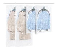 QH7 Lot de 4 sacs de Rangement sous Vide Suspendre pour vêtements,Transparents et réutilisables Housse sous vide pour vetement,pour costumes,costumes, robes, manteaux ou vestes