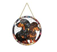 QHa701 Cintres muraux ronds plats en acrylique 2D pour amoureux des animaux de compagnie et deux motifs de chiens Noir Taille unique 8 cm