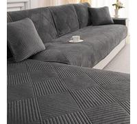 QHAIYYBF Housse de Canapé en Flanelle -Nouvelles Housses de Coussin de canapé,Protection de canapé 1/2/3/4 Places,Moderne,Antidérapante, Antisalissure,Lavable,Gris Foncé