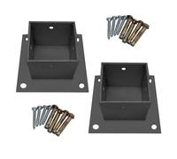 QHKNUYOAX Support de Poteau clôture, 2 plaques Base carrées for et boîte aux Lettres, Noir/Argent, Plusieurs Tailles(Black,110x110 mm)