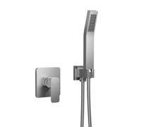 QHQQXN Ensemble de Robinet de Douche à poignée Unique avec kit de Valve, Pomme de Douche avec pulvérisateurs à Main et poignée de Douche, kit de Garniture de Valve de Douche, Nickel brossé