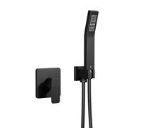 QHQQXN Ensemble de Robinet de Douche à poignée Unique avec kit de Valve, Pomme de Douche avec pulvérisateurs à Main et poignée de Douche, kit de Garniture de Valve de Douche, Noir Mat