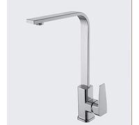 QHQQXN Mitigeur Évier de Cuisine en Cuivre Robinet d'eau Chaude et Froide Tube carré réservoir d'eau de mélange Robinet Rotatif de Haute qualité brossé ménage (Couleur : Argent)