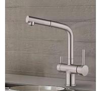 QHQQXN Robinet de Cuisine 3 Voies Extensible pivotant télescopique en Laiton mélangeur monotrou Cuisine Extensible, Gris