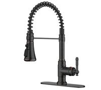 QHQQXN Robinet de Cuisine Antique avec pulvérisateur extractible, Bronze en Caoutchouc huilé, Robinet d'évier à Ressort Vintage à poignée Unique à Arc élevé 1 ou 3 Trous pour Remplissage de Pot,