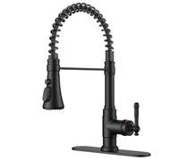QHQQXN Robinet de Cuisine Vintage Noir avec pulvérisateur à Tirette en Acier Inoxydable, Robinet d'évier Antique à poignée Unique à Arc élevé 1 ou 3 Trous pour Remplissage de Pot, Barre Humide de