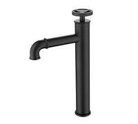 QHQQXN Robinet de lavabo de Salle de Bain Industriel en Laiton, mitigeur de lavabo, Robinet de lavabo de Salle de Bain monotrou à Une poignée de Roue, Robinet de lavabo Haut monté sur Le Pont, Noir