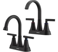 QHQQXN Robinet de lavabo de Salle de Bain Noir Mat, 4 Pouces, 3 Trous avec bonde Pop-up et Lignes d'alimentation, Robinet Cascade pivotant à 360° en Acier Inoxydable pour évier de Salle de Bain,
