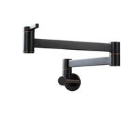 QHQQXN Robinet de Remplissage de Casserole de Cuisine Mural - Eau Froide Uniquement, pivotant à 360°, Double Bras pivotant, Construction en Laiton, Finition Noire Orb - Parfait pour Le Confort
