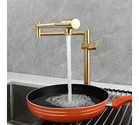 QHQQXN Robinet de Remplissage de Pot à Montage sur Pont, Robinet de Cuisine Pliable avec Bras pivotants Extensibles à Double Articulation, Robinet d'évier de Cuisine en Laiton, Robinet de poêle,
