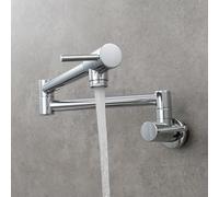 QHQQXN Robinet de Remplissage de Pot en Laiton Antique, Robinet de Cuisine Mural avec Bras pivotant à Double Articulation, Conception Pliante Extensible pour Une Utilisation Facile, Parfait pour Les