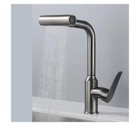 QHQQXN Robinet d'évier de Cuisine pivotant, 4 Modes, Cascade/Pluie/Courant/Lame extractible, Robinet d'évier de Cuisine pivotant, Eau Chaude et Froide, Trou Unique