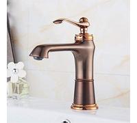QHQQXN Robinet d'évier Robinet d'eau Froide et Chaude Mélangeur Orb Robinet d'évier de Salle de Bain monotrou Lavabo de Table en Or Rose Tout en cuivre Rétro Poignée Unique Trois (Quatre)