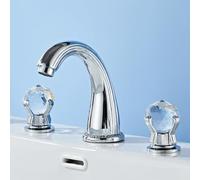 QHQQXN Robinet mitigeur Vintage Salle de Bains Or brossé mitigeur de lavabo 3 Trous robinets de lavabo à Double poignée avec poignée en Cristal Chaud et Froid robinets ménagers