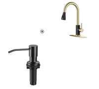 QHQQXN Robinets de Cuisine en Or Noir avec pulvérisateur extractible + Distributeur de Savon Noir
