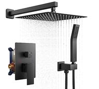 QHQQXN Système de Pomme de Douche à Effet de Pluie, Ensemble de Robinet de Douche avec douchette à Main, kit de Garniture de Valve en Laiton Massif à Pression équilibrée, Support de Plafond de 25,4