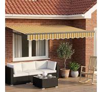 Qhsynaptor Auvent électrique extensible jaune gris 2,5 x 2 m avec capteur météo LED, résistant aux intempéries, protection UV, jardin, balcon, terrasse, coupe-vent, imperméable, montage sans perçage