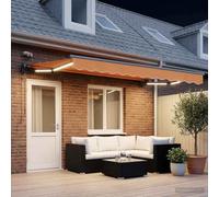 Qhsynaptor Auvent électrique extensible sable 4,5 × 3 m résistant aux intempéries avec protection UV motorisé pour balcon et terrasse avec télécommande, cadre robuste et kit de montage facile