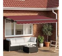 Qhsynaptor Auvent manuel à bras articulé avec LED 3 x 2 m pour balcon, terrasse, jardin, résistant aux intempéries, imperméable, protection UV, extensible, ombrage, auvent solaire, sans perçage